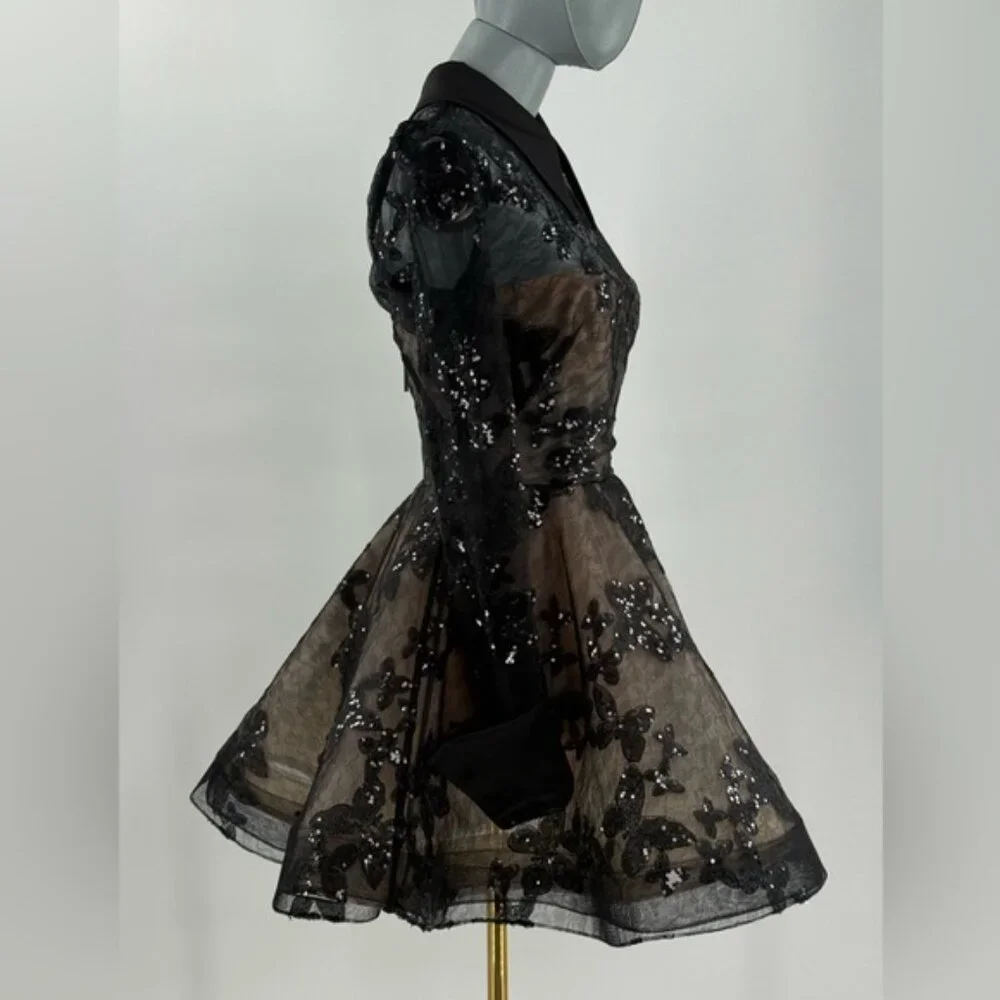 🆕 BRONX & BANCO 🧿 NWOT Maraya Jasmine Black Sequin Lace Mini Dress, Sz XS US 2 - Picture 5 of 15